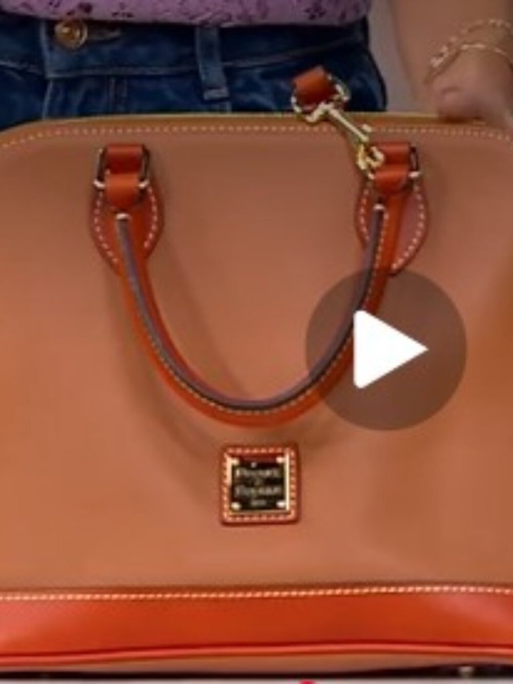 New Dooney & Bourke Pebble Leather Zip Satchel Bark